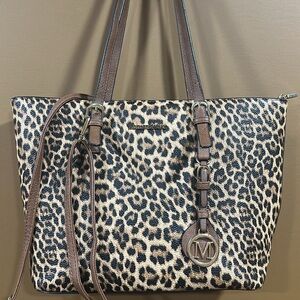 Montana West Leopard Print Tote with Brown Accents